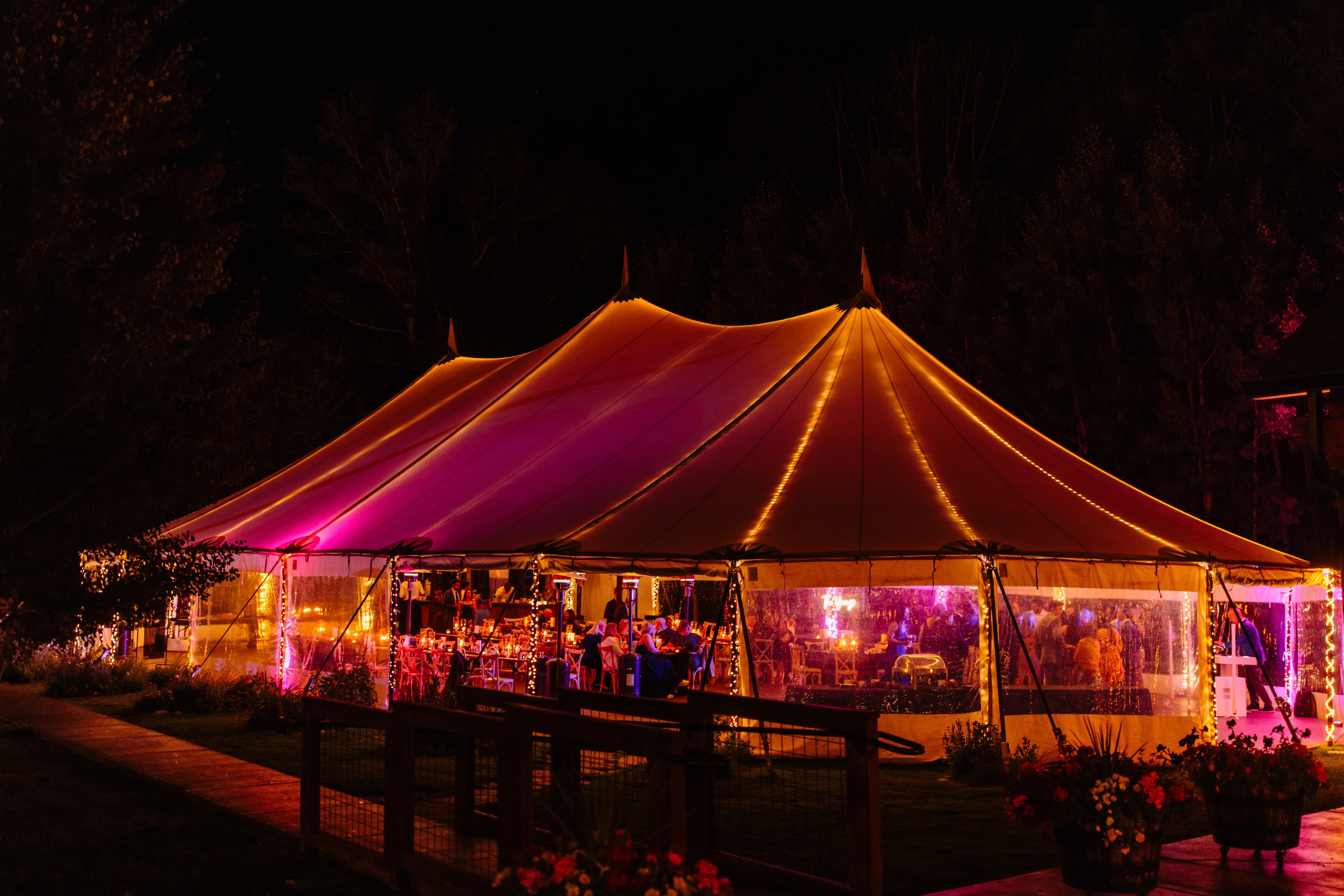 Illuminated circus tent night event
